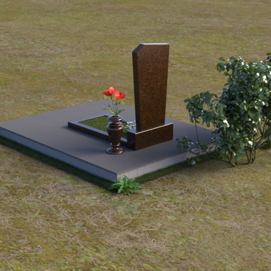 Вертикальный гранитный памятник со скошенными углами, гранит Дымовский, вид 4