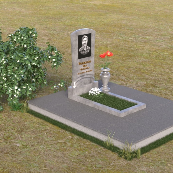 Памятник — волна с изгибом из гранита, мрамор Тассос, вид 2