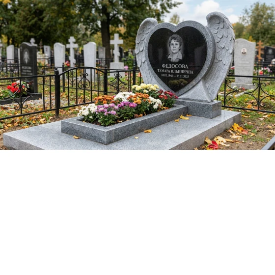 Мемориал с ангельскими крыльями из мансуровского гранита