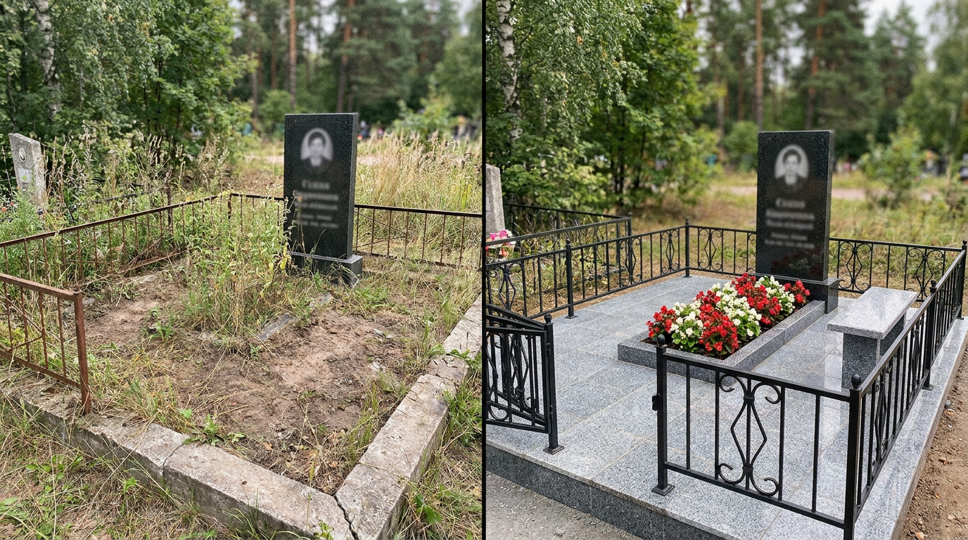 Благоустройство могилы в Саратове — пример 1