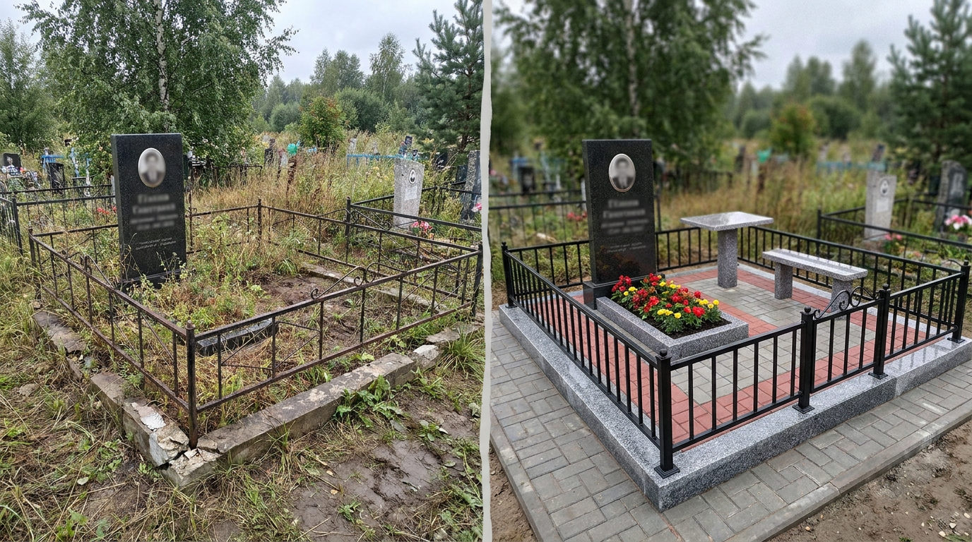 Благоустройство могилы в Саратове — пример 2